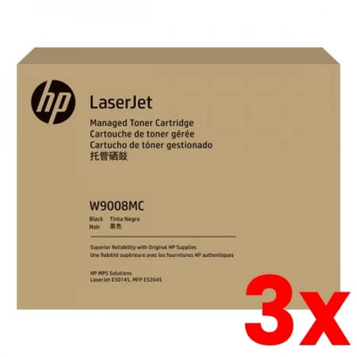 3 X HP LaserJet W9008MC Managed Black Toner Cartridge 23,000 Pages