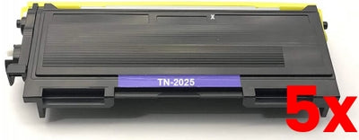 5 X Brother TN-2025 Black Toner Cartridge Compatible 2,500 Pages