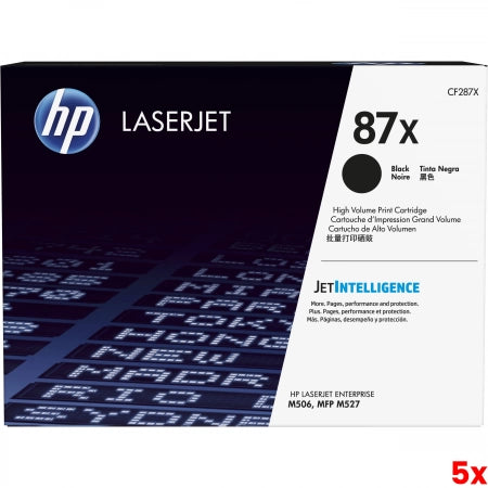 5 X Genuine HP 87X CF287X Toner M501 / M506 / M527 18,000 pages
