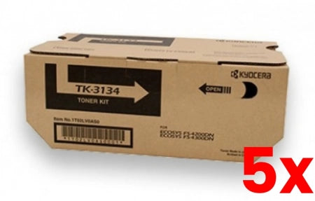 5 X Genuine Kyocera TK3134 Black Toner Cartridge 25,000 Prints