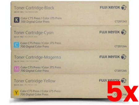 5 X 4 Pack Genuine Fuji Xerox CT201243-CT201246 Toner Set [1BK,1C,1M,1Y]
