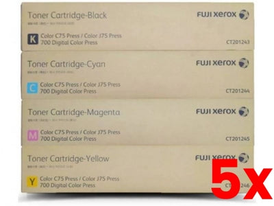 5 X 4 Pack Genuine Fuji Xerox CT201243-CT201246 Toner Set [1BK,1C,1M,1Y]