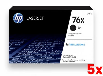 5 X Genuine HP 76X CF276X Black Toner Cartridge 10,000 Pages