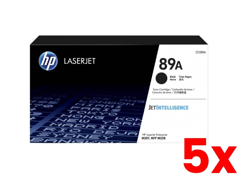5 X Genuine HP 89A CF289A Black Toner Cartridge 5000 Print
