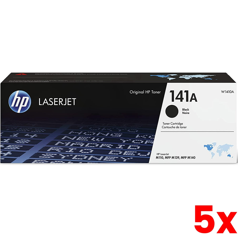 5 X Genuine HP 141A W1410A LaserJet Black Toner Cartridge 950 Print