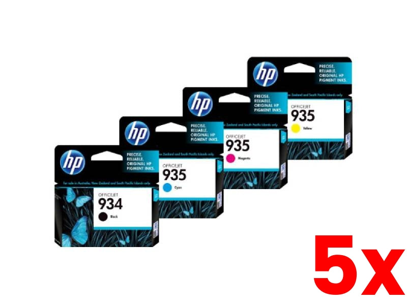 5 X Genuine 4 Pack HP 934 935 Ink Cartridges C2P19AA-C2P22AA [1BK, 1C, 1M, 1Y]