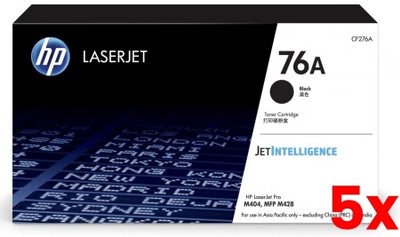 5 X Genuine HP 76A CF276A Black Toner Cartridge / HP M404 / M428 / 3,000 Pages