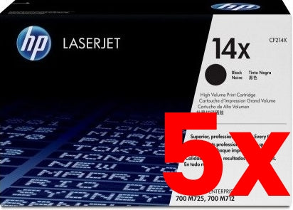 5 X Genuine HP 14X CF214X Toner Cartridge 17,500 Page