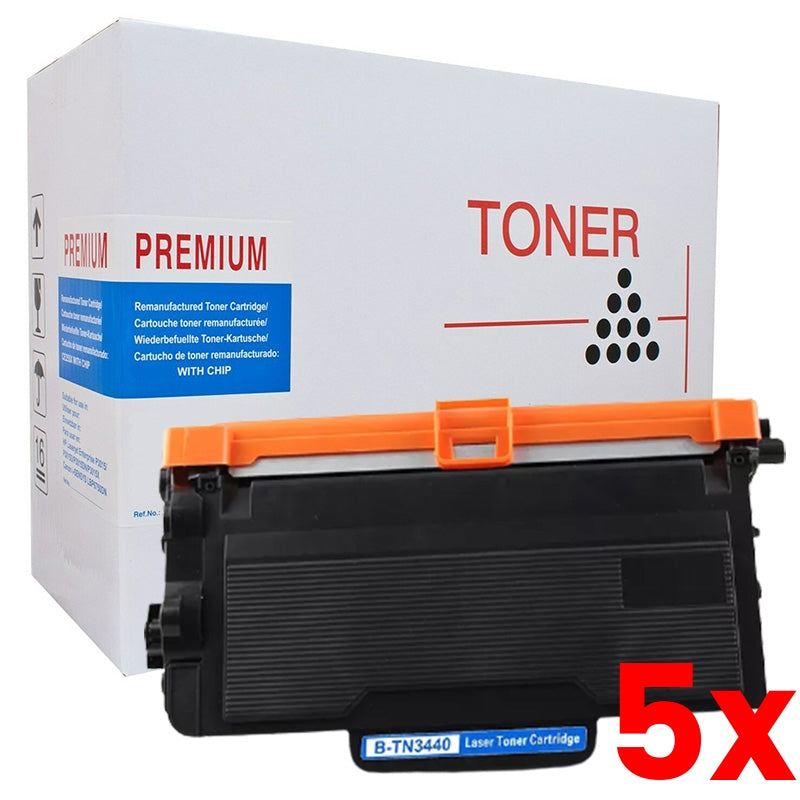 5 X Brother TN3440 White Box Toner Cartridge - 8000 Page