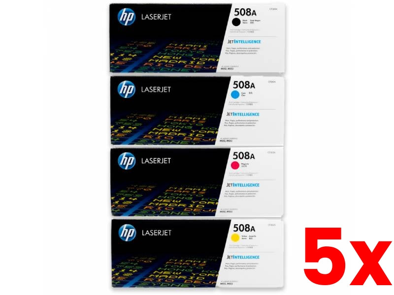 5 X Genuine 4 Pack HP 508A Toner Cartridges CF360A-CF363A 1BK,1C,1M,1Y