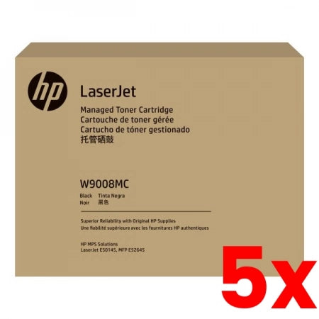 5 X HP LaserJet W9008MC Managed Black Toner Cartridge 23,000 Pages