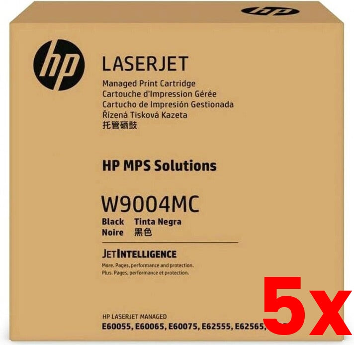 5 X Genuine HP W9004MC Black Toner Cartridge LaserJet Managed 50,000 Yield