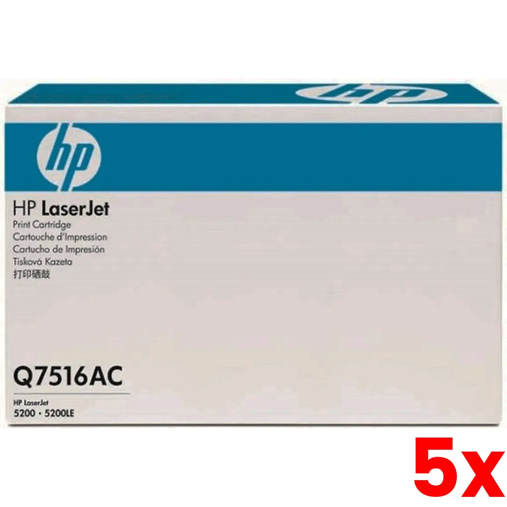 5 X Genuine HP 16A Q7516AC Contract Toner Cartridge 12,000 Page