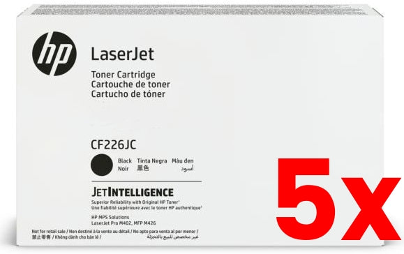 5 X Genuine HP 26X CF226JC Contract Toner Cartridge 18,000 Page