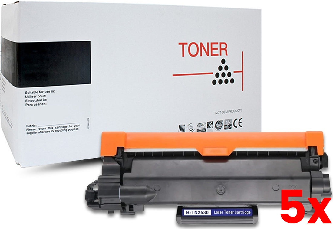 5 X White Box Brother TN2530XL Toner Cartridge 3,000 Prints (Buy 5 Get 1 Free)