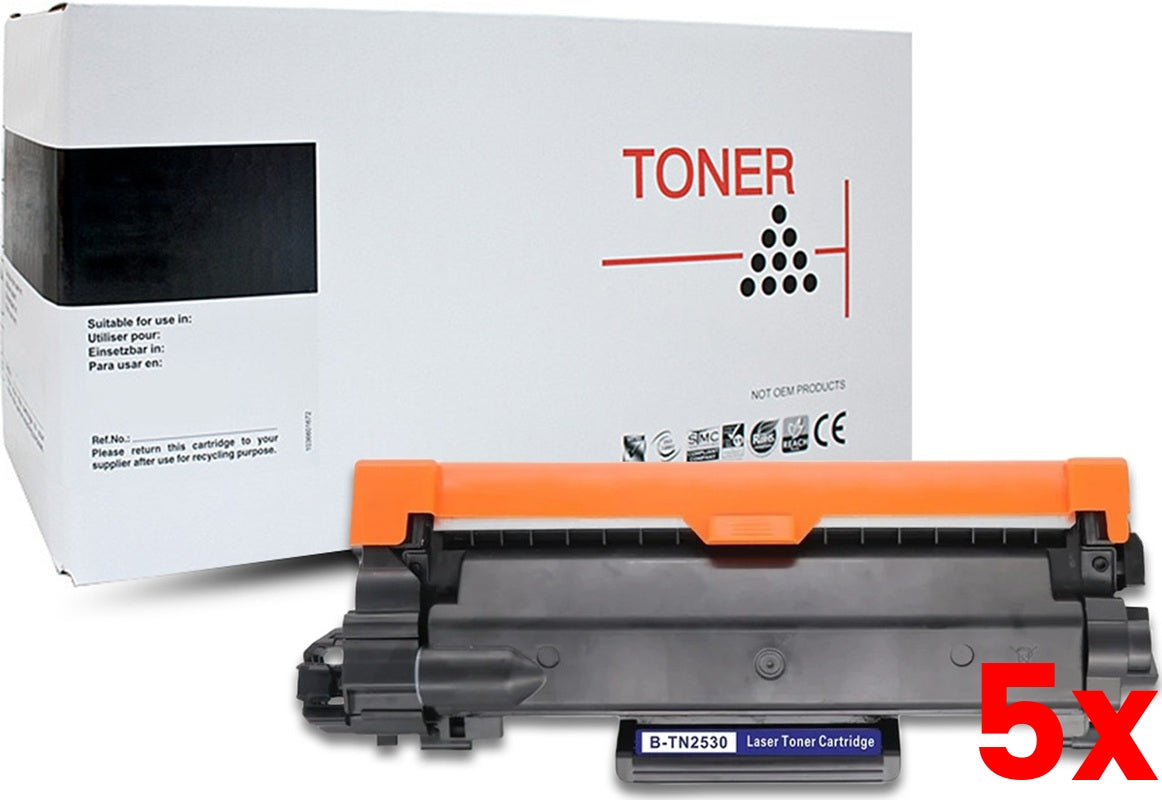 5 X White Box Brother TN2530XL Toner Cartridge 3,000 Prints (Buy 5 Get 1 Free)