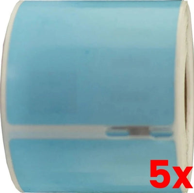 5 X Compatible Dymo SD99014 S0722430 54mm x 101mm Blue Shipping/Badge Thermal Ship Label Roll -  220 labels per roll