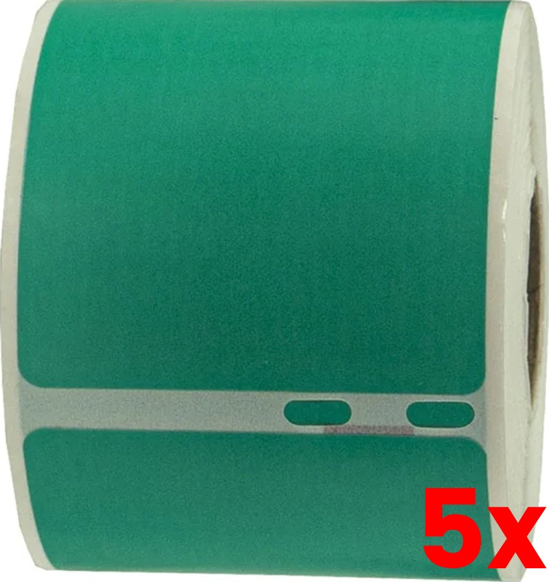 5 X Compatible Dymo SD99014 S0722430 54mm x 101mm Green Shipping/Badge Thermal Ship Label Roll -  220 labels per rol