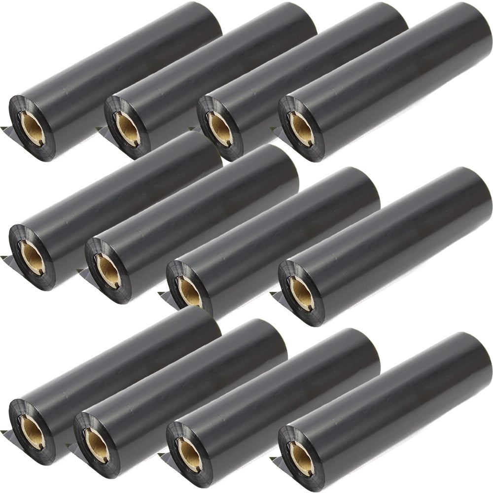 Case of 12 Black Wax Ribbons 110mm x 74 meter FED1104H - For Desktop Label Printer