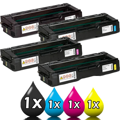 4 Pack Ricoh M C250FW / P C301W Compatible Toner Value Pack [1BK, 1C, 1M, 1Y]