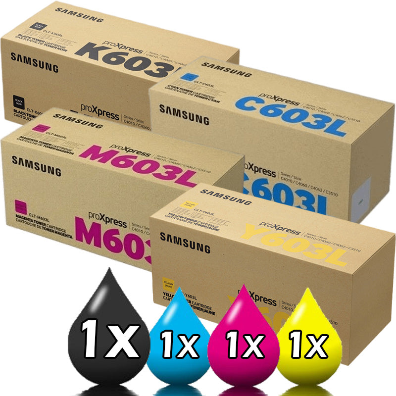 Genuine 4 Pack Samsung CLT603L Toner 1BK,1C,1M,1Y