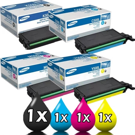 Genuine 4 Pack Samsung CLT508 Toner Cartridges CLP620 / CLP670 CLX6220 / CLX6250 [1BK,1C,1M,1Y]