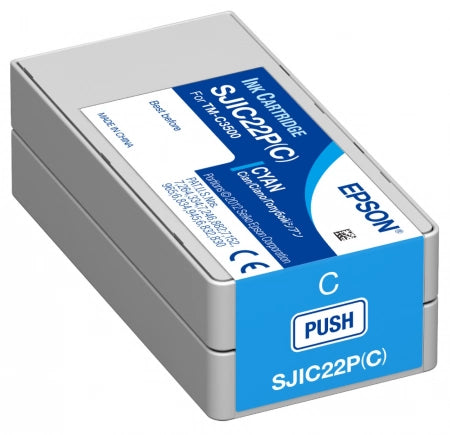Genuine Epson SJIC22P(C) Cyan Ink Cartridge (C33S020581)