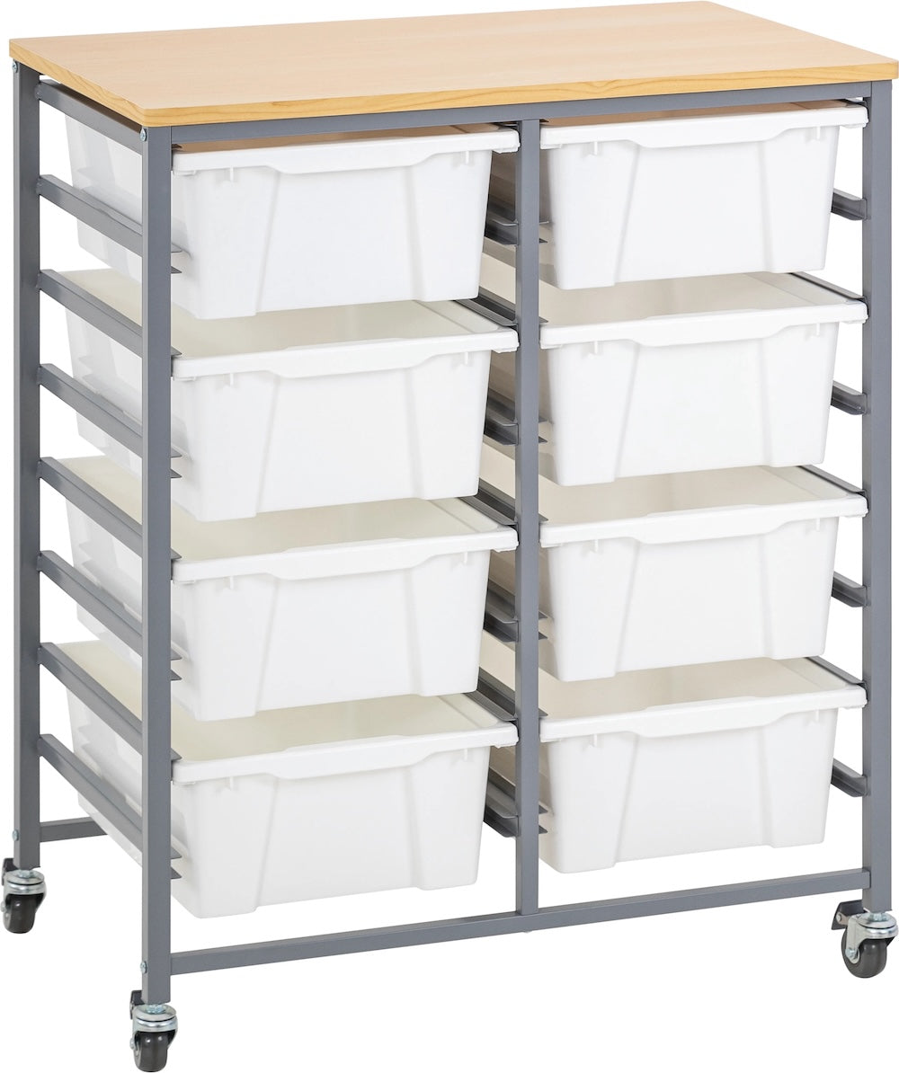 Double Tote Tray Trolley Kit White