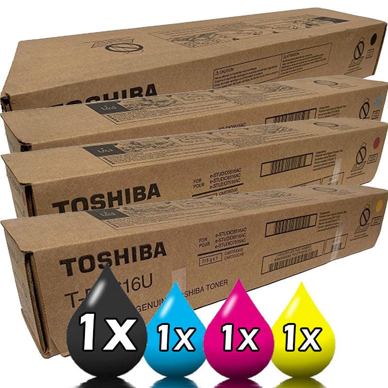 Genuine 4 Pack Toshiba T-FC616P Toner Cartridge Value Pack [1BK, 1C, 1M, 1Y]