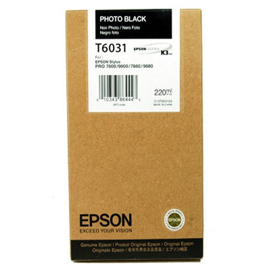 Epson T6031 C13T603100 Black Genuine Ink Cartridge 220ML