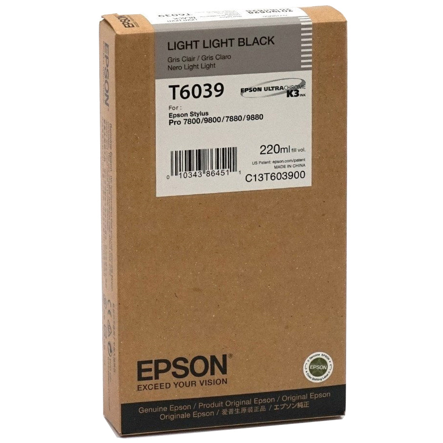 Epson T6039 C13T603900 Light Light Black Genuine Ink Cartridge 220ML
