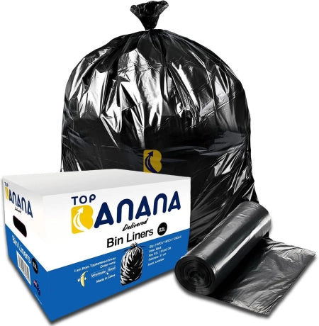 Carton of 250 Roll 82L Black Bin Liners - Able 20 micron (Medium Strength)