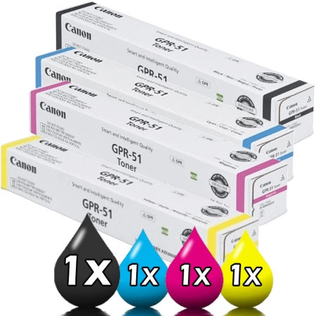 Genuine 4 Pack Canon NPG-65 TG-65 GPR-51 Toner Cartridge Value Pack [1BK, 1C, 1M, 1Y]