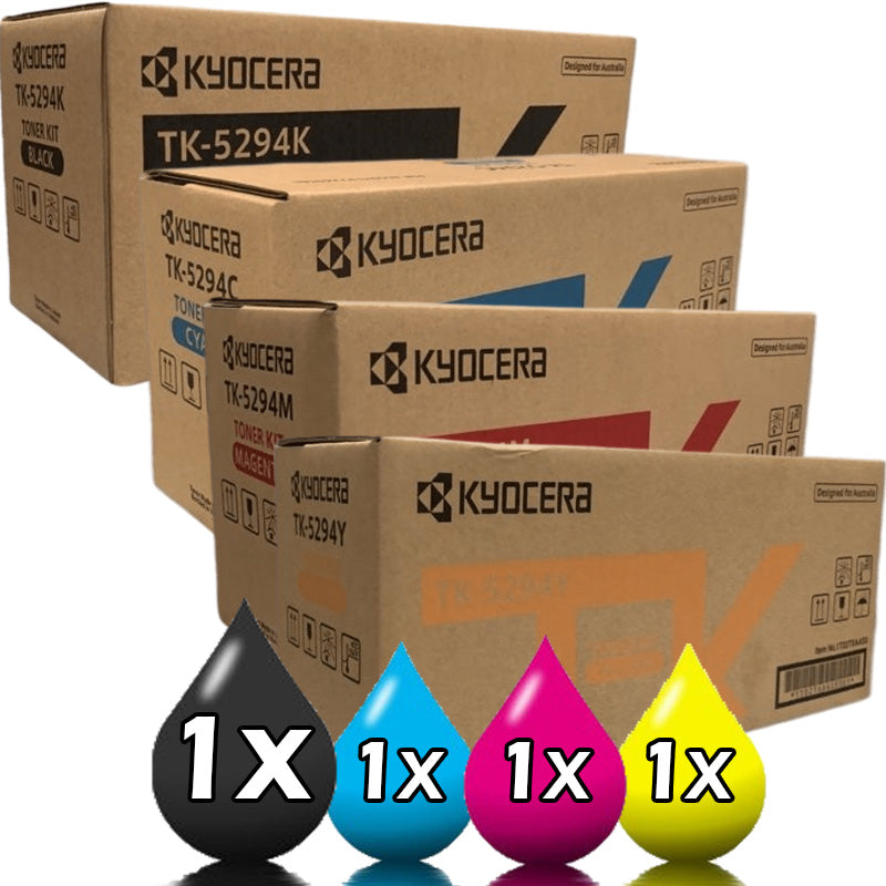 Genuine 4 Pack Kyocera TK-5294 Toner Cartridge Value Pack [1BK, 1C, 1M, 1Y]