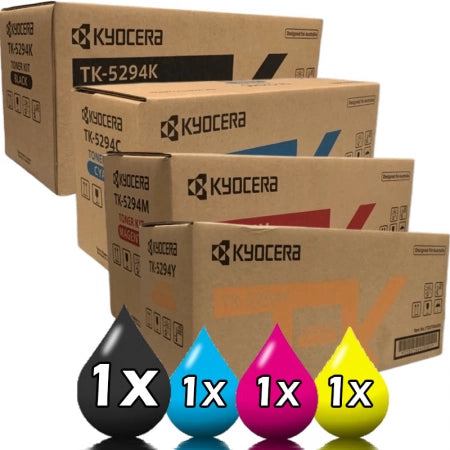 Genuine 4 Pack Kyocera TK-5294 Toner Cartridge Value Pack [1BK, 1C, 1M, 1Y]