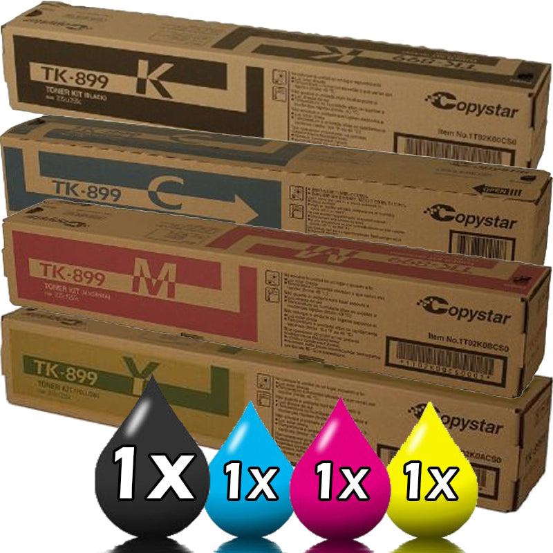 Genuine 4-Pack Kyocera TK-899 CMYK Toner Cartridge 6K-12K Print Yield