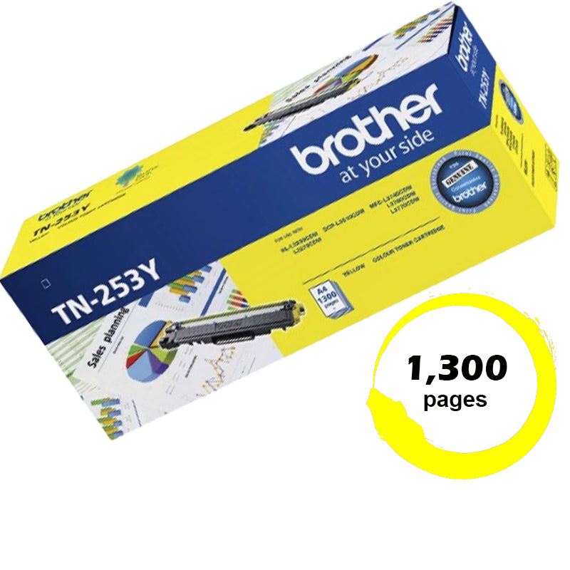 Genuine Brother TN253Y Yellow Toner Cartridge 1,300 Page
