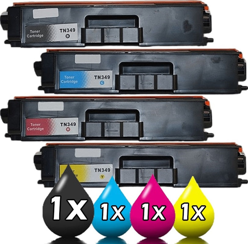 4 Pack Brother TN-349 Compatible Toner Cartridge 1BK,1C,1M,1Y