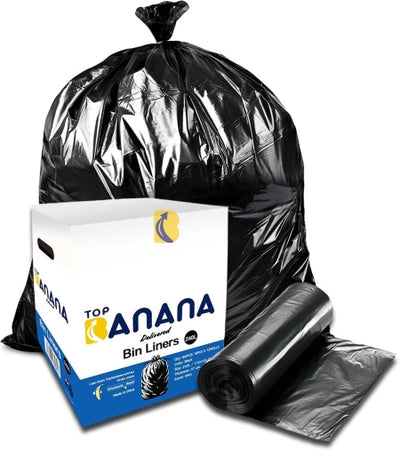 Carton of 180 240L Heavy Duty Black Bin Liners - Mint scented - 23 micron (Medium Strength)