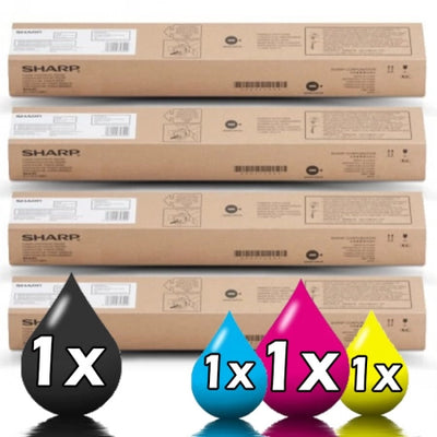 Genuine 4 Pack Sharp MX-51GT Toner Cartridges 1BK,1C,1M,1Y + 1 Extra Toner FREE ends 29/12/2022