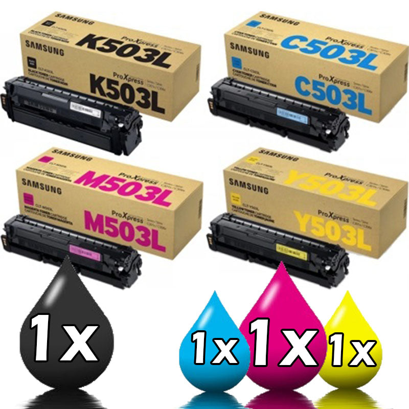 Genuine 4 Pack Samsung CLT-503L Toner Cartridges [1BK,1C,1M,1Y]