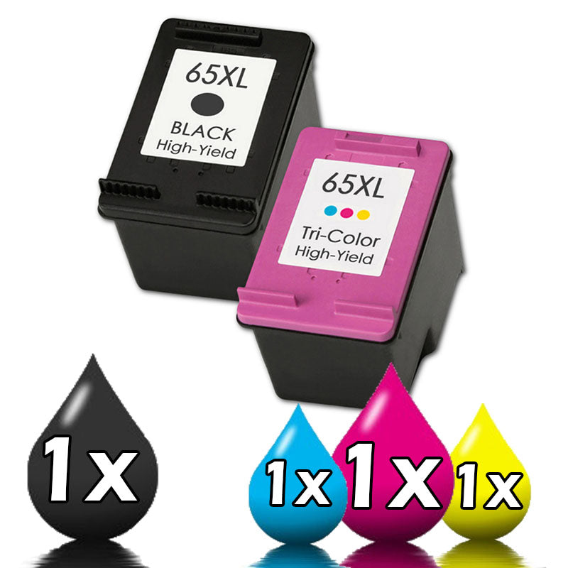 2 Pack HP 65XL Compatible Ink Cartridges 1BK,1CL
