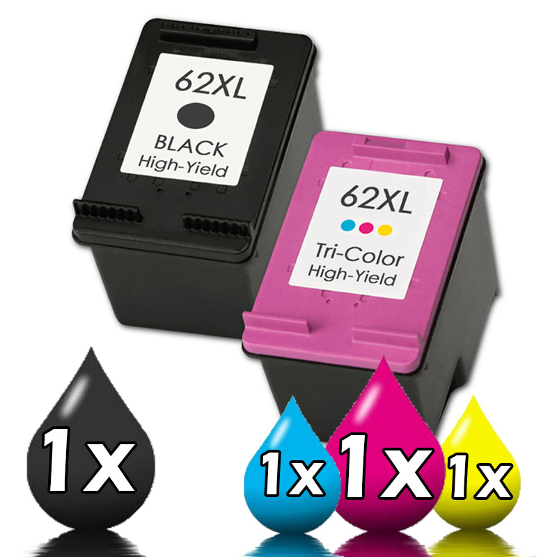 2 Pack HP 62XL C2P05AA-C2P07AA Compatible Ink Cartridges  [1BK,1CLR]