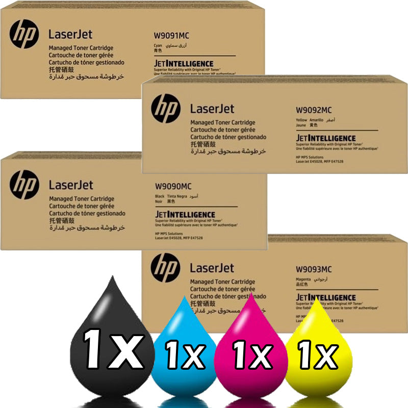 Genuine 4 Pack HP W9090MC-W9093MC Toner Cartridge Value Pack [1BK, 1C, 1M, 1Y]