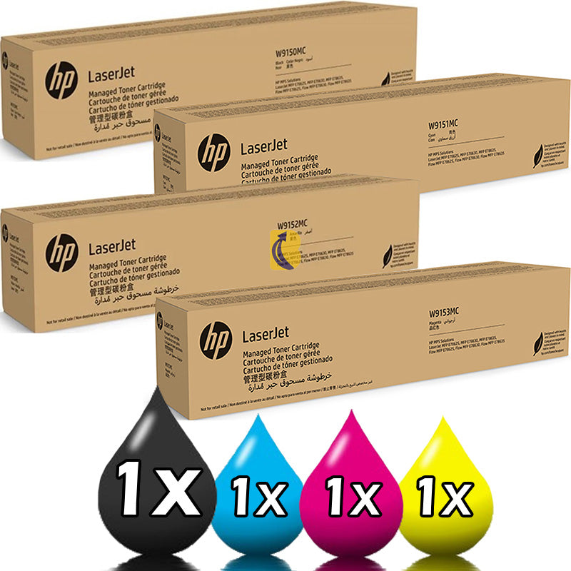 Genuine 4 Pack HP W9150MC-W9153MC Toner Cartridge Value Pack [1BK, 1C, 1M, 1Y]