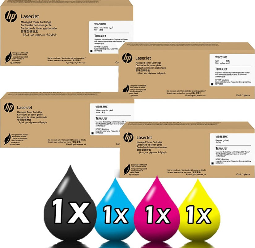 Genuine 4 Pack HP Managed LaserJet Toner Cartridge Value Pack W9250MC-W9253MC [1BK, 1C, 1M, 1Y]