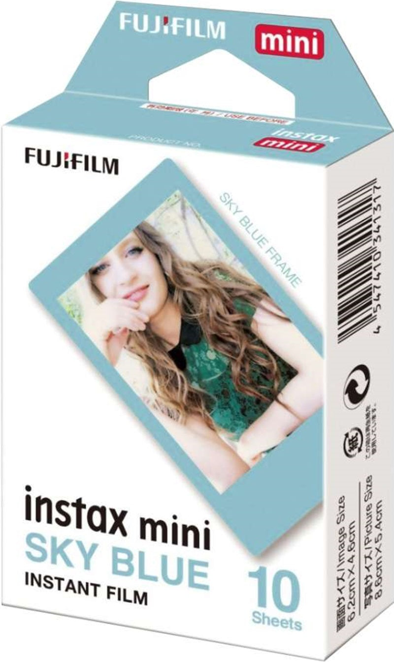 Pack of 10 Fujifilm instax mini Sky Blue Frame Film - Compatible with Fujifilm INSTAX Mini Camera
