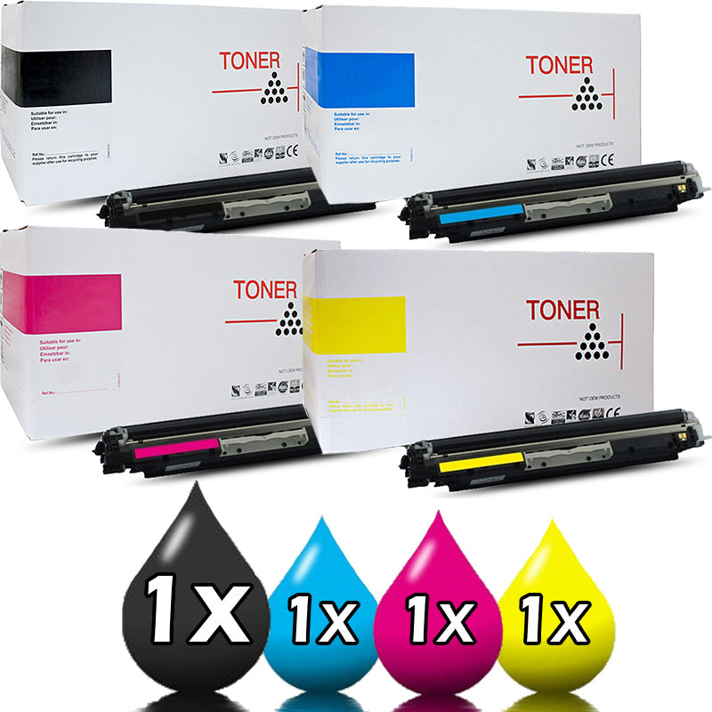 4 Pack White Box HP 130A Toner Cartridge Value Pack CF350A-CF353A [1BK, 1C, 1M, 1Y]
