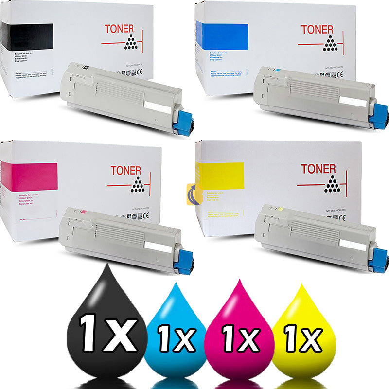 4 Pack White Box OKI C834 Toner Cartridge Value Pack 46861312-46861309 [1BK, 1C, 1M, 1Y]